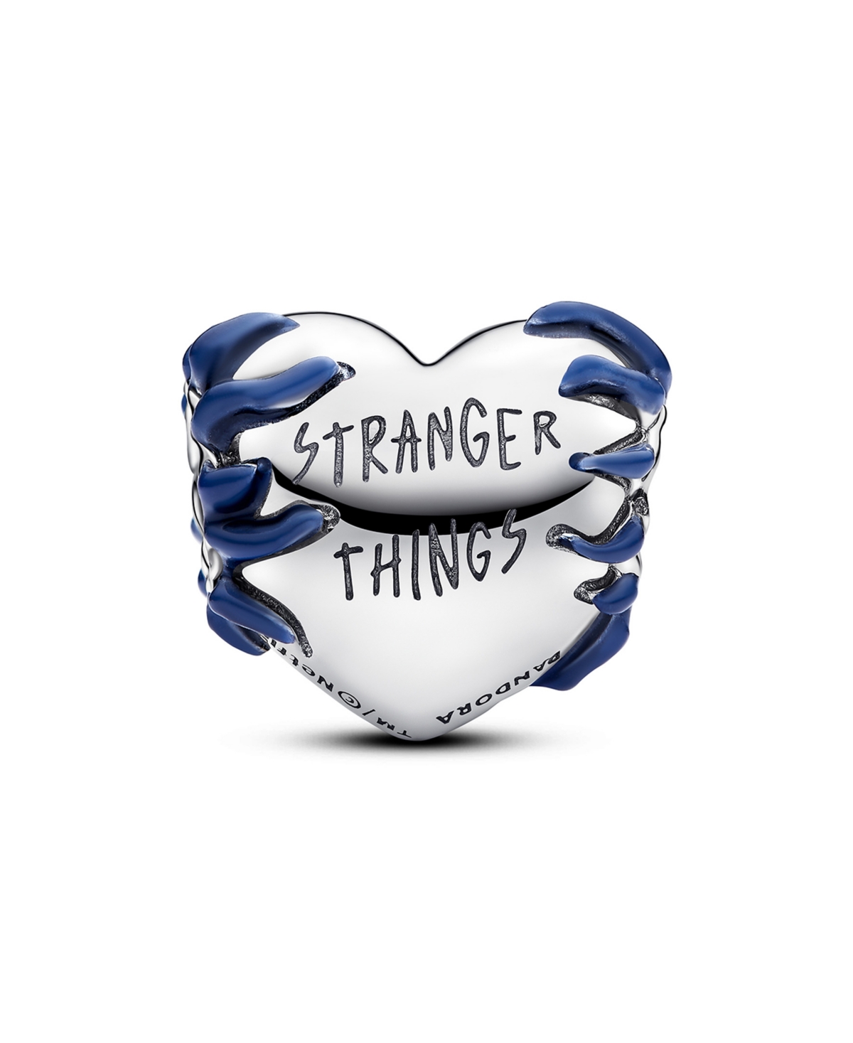 Pandora Sterling Silver Stranger Things Glow-in-the-dark Heart Charm In Blue
