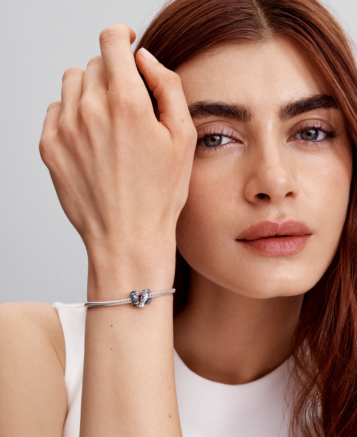 Pandora Sterling Silver Stranger Things Glow-in-the-dark Heart Charm In Blue