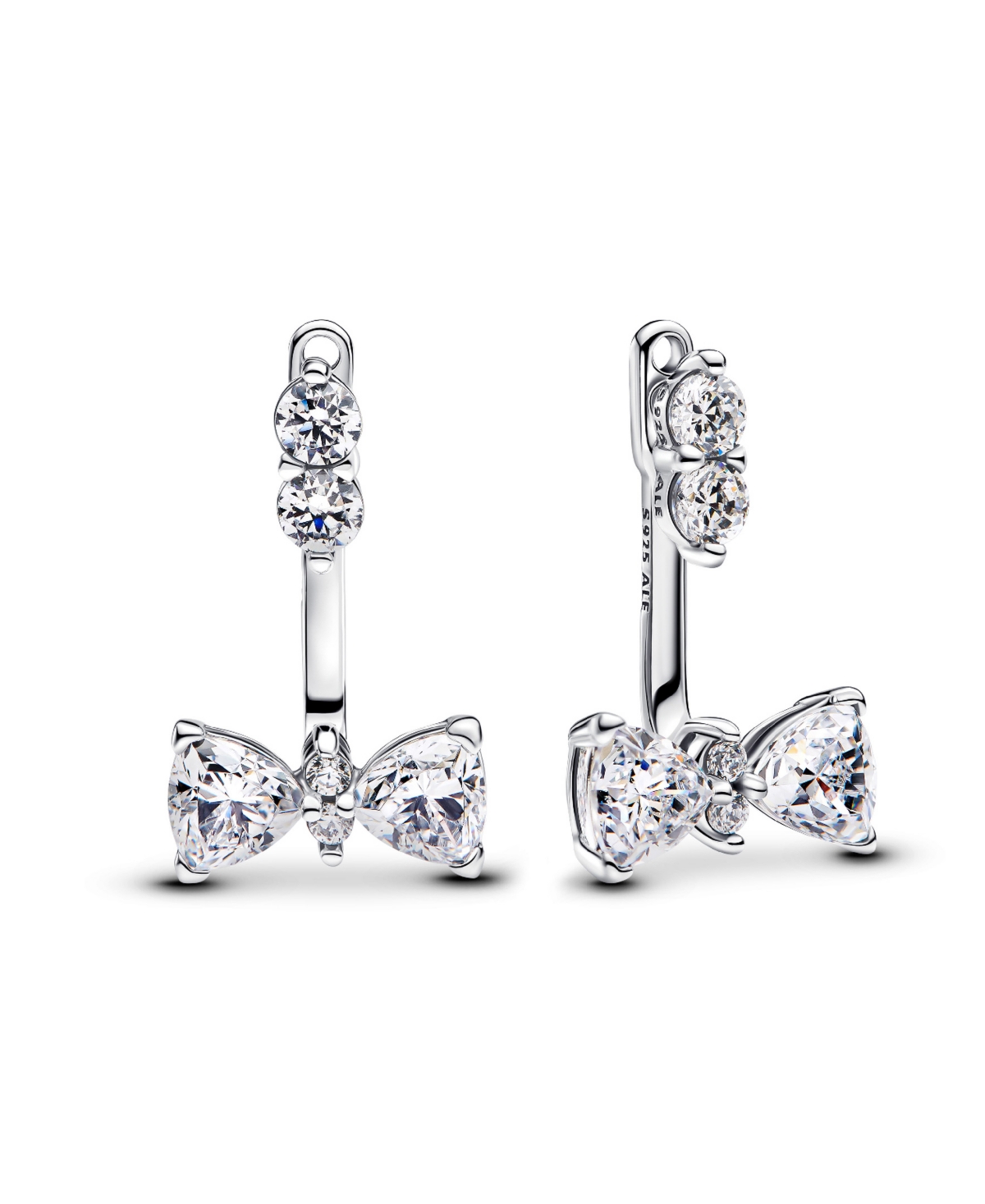 Sterling Silver Sparkling Bow Drop Earrings - Sterling Silver