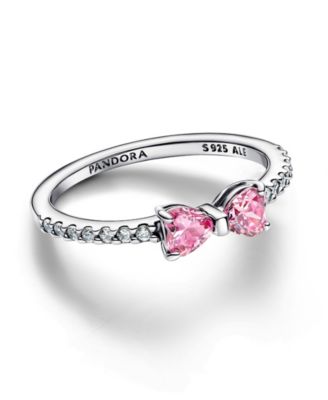 アクセサリー Pandora Sparkling Pink Bow Ring Pandora Sterling Silver Sparkling Pink Bow Ring - Macy's