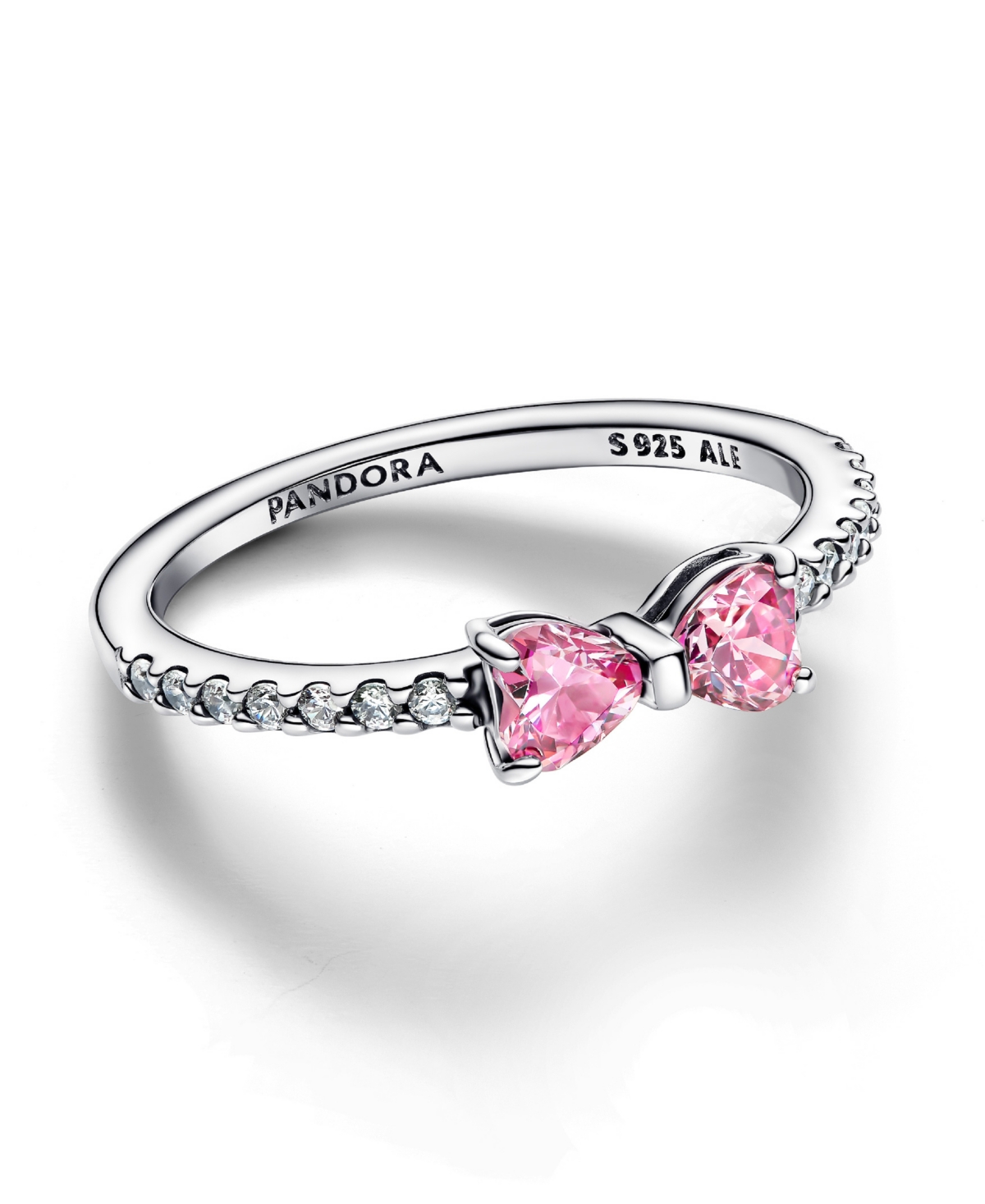 Pandora Sterling Silver Sparkling Pink Bow Ring