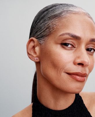 Sterling Silver Sparkling Bow Stud Earrings