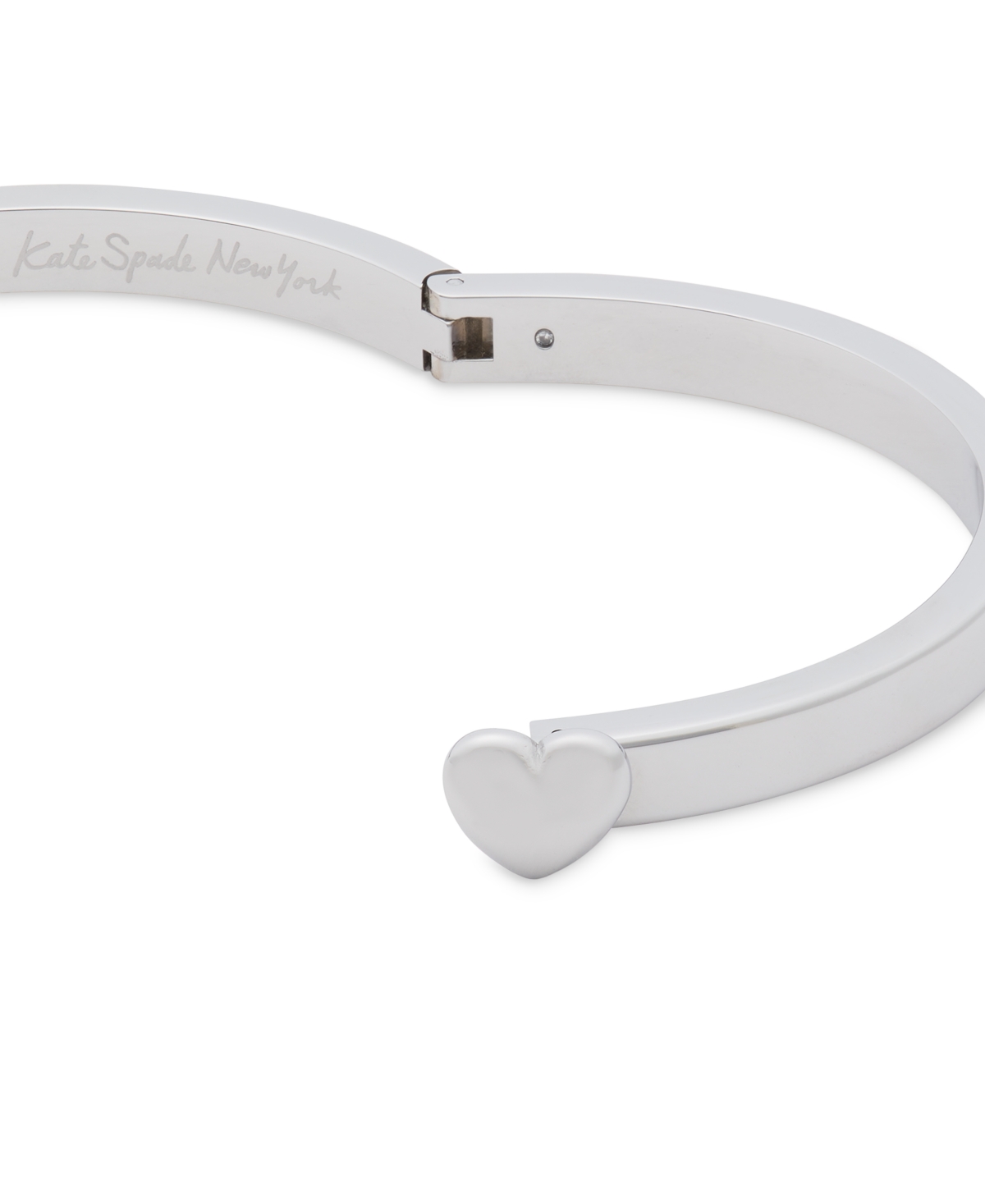 Shop Kate Spade Enamel Polished Heart You Bangle Bracelet In Silver