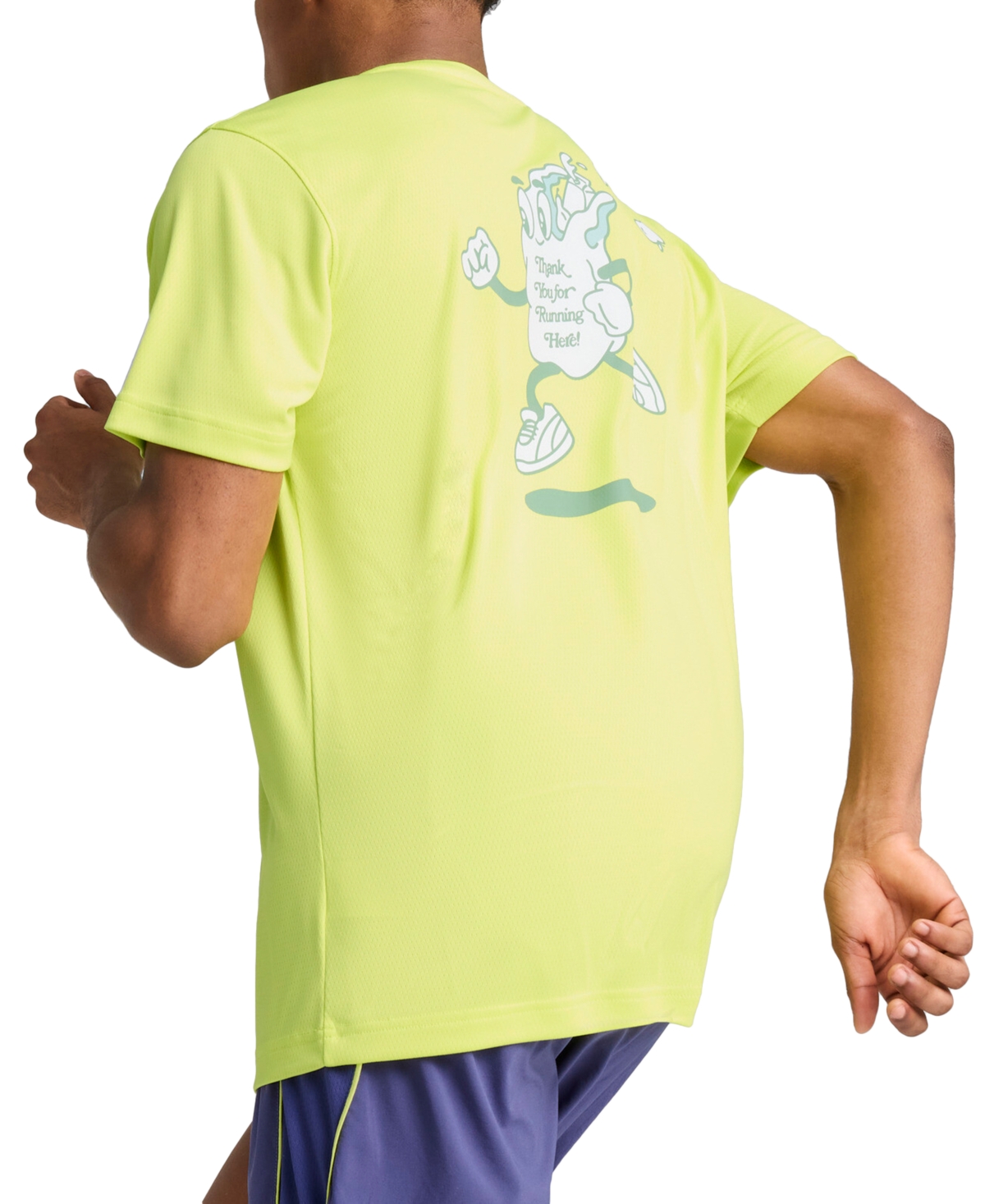 Puma Men's Thank You For Running Here Graphic T-shirt In Yellow