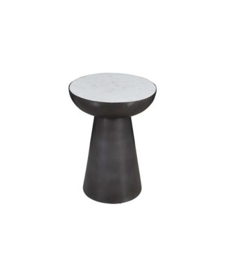 Circularity Modern Luxury Marble and Iron 15" Round Pedestal Chairside End Table