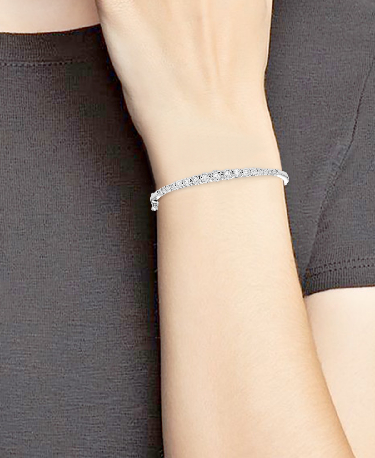 Macy's Diamond Graduated Bangle Bracelet (3/8 Ct. T.w.) In Sterling Silver In Sterling S