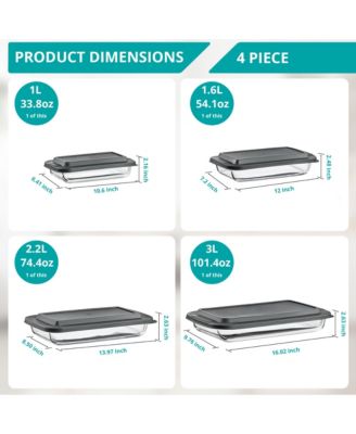 8-Piece Oven-Safe Glass Baking Dish Set with Lids