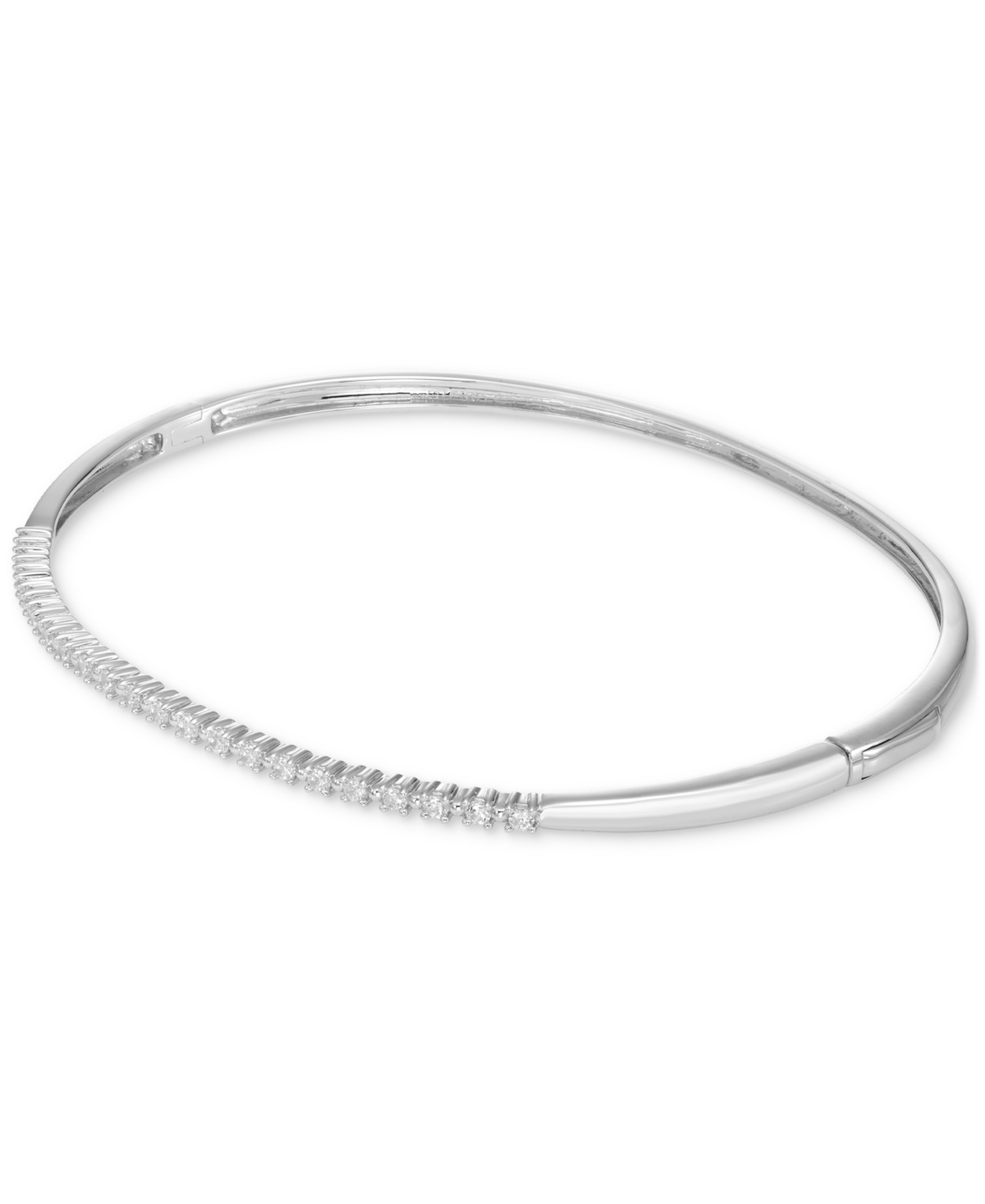 Macy's Diamond Narrow Line Bangle Bracelet (3/8 Ct. T.w.) In 14k White Gold In White Gold