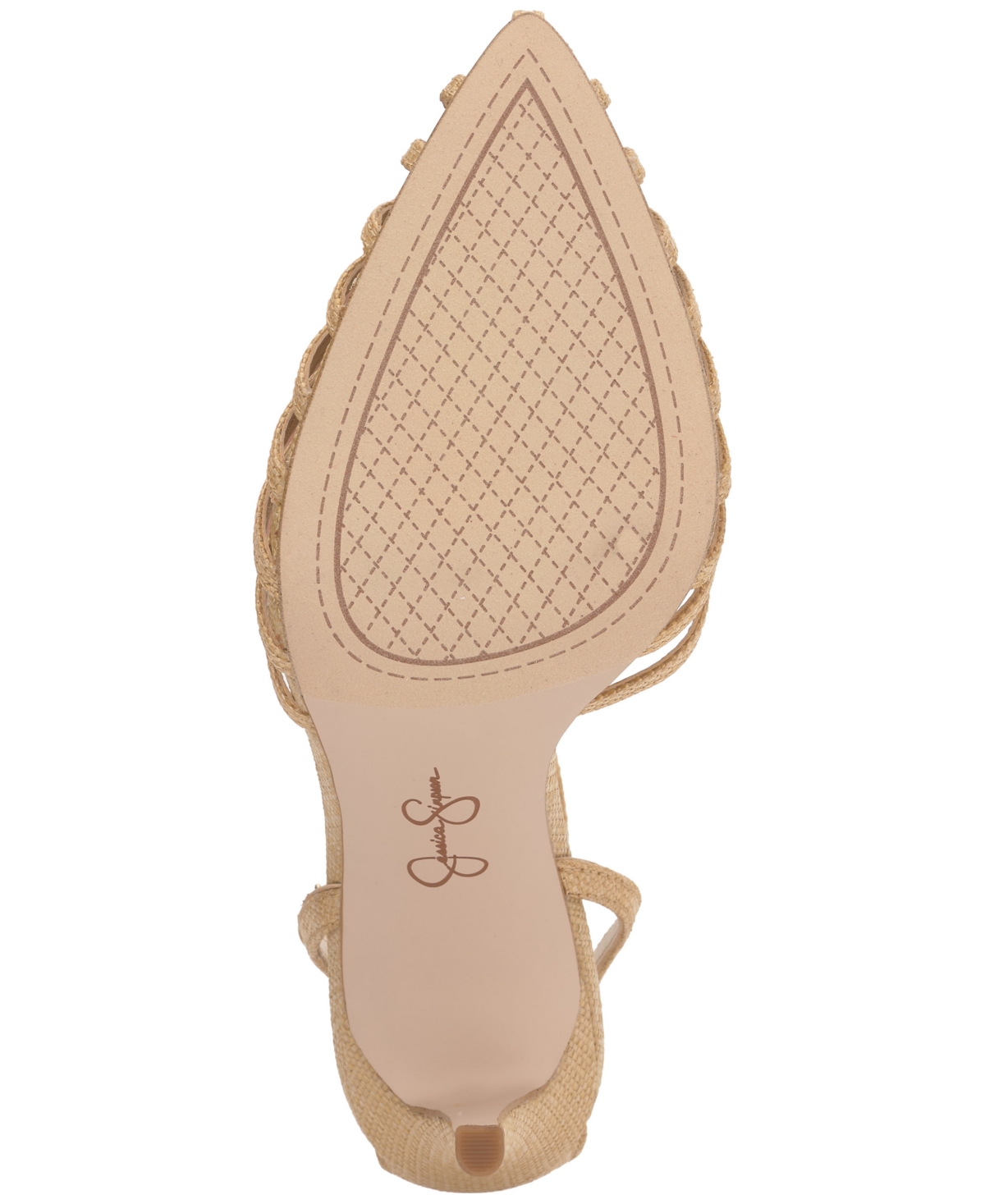 Jessica Simpson Paveri Ankle Strap Pointed Toe Pump In Natural Raffia Multi