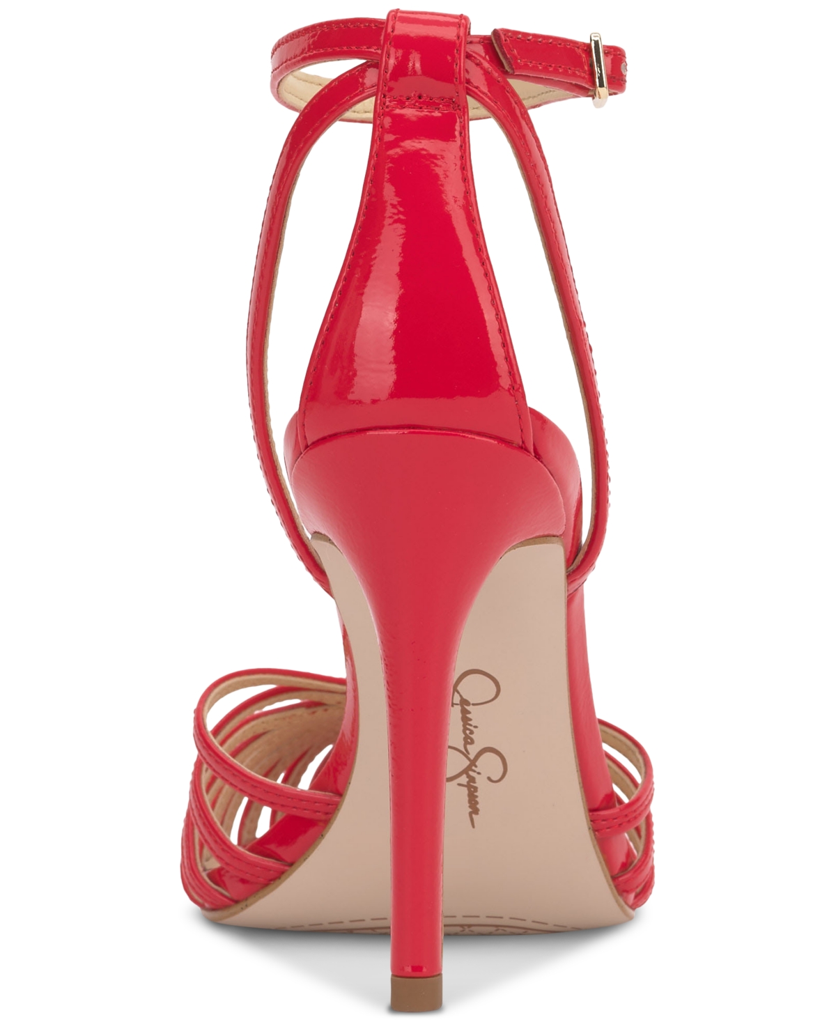 Jessica Simpson Paveri Ankle Strap Pointed Toe Pump In Poppy Red Patent