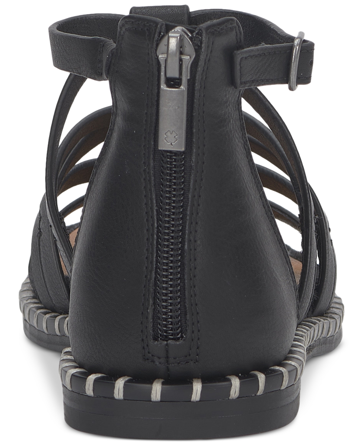 Shop Lucky Brand Women's Korina Embellished Strappy Gladiator Flat Sandals In Black Burnished Leather