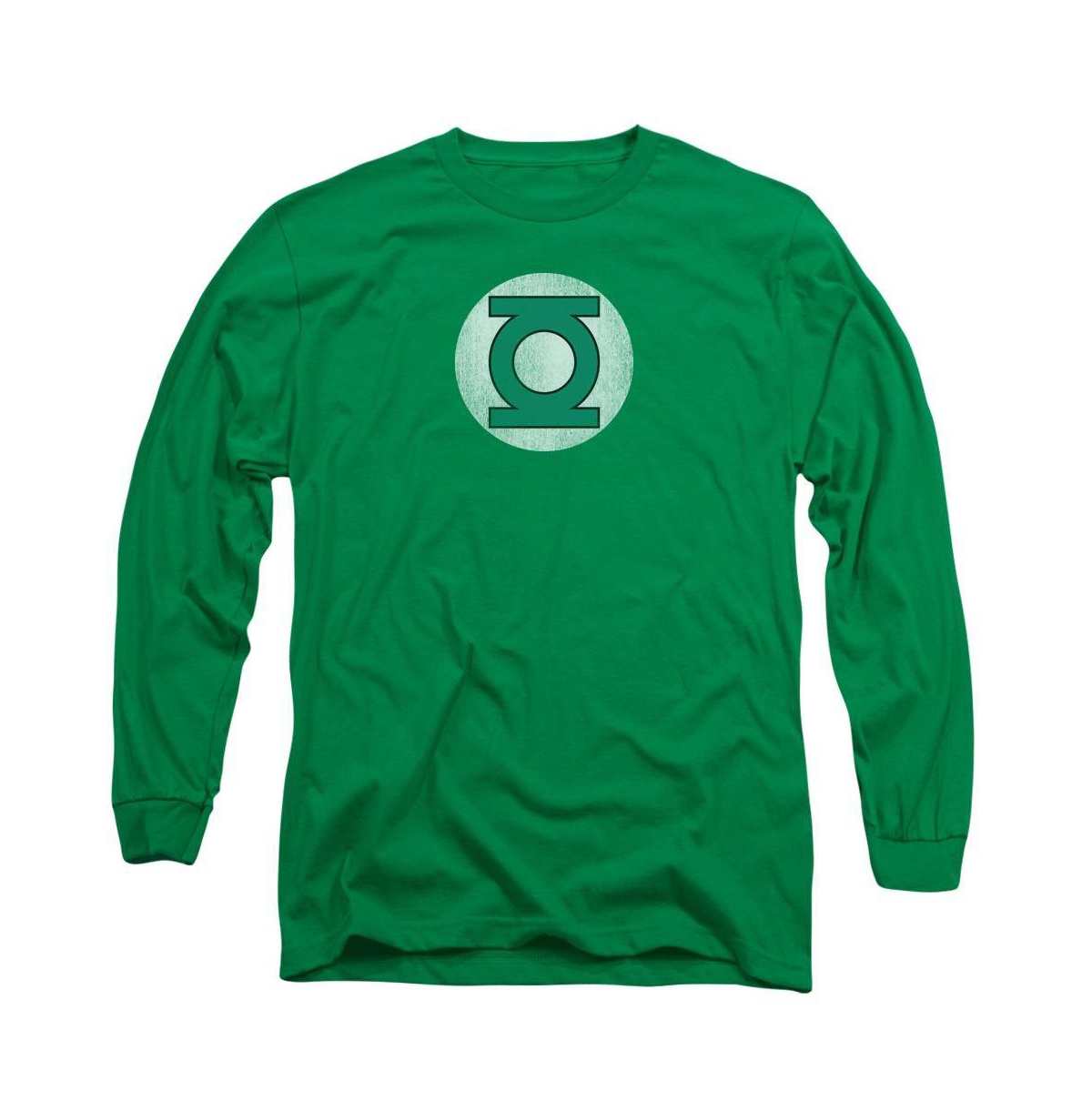 Men's Dc Dc Comics Logo Distressed Long Sleeve Adult Tee / T-Shirt - Medium green