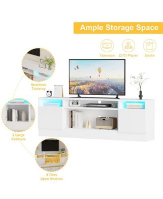 TV Stand with Storage Place for Living Room, Television Stand with Open Sleves, Modern Entertainment Center with Led Light, Media Furniture with Storage Cabinet for TV up to 75"