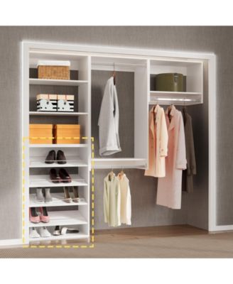 Modular Storage Angled Shelves, Wood Closet Organizer Adjustable, Stacking, Shoe Shelf Unit with 4 Shelves