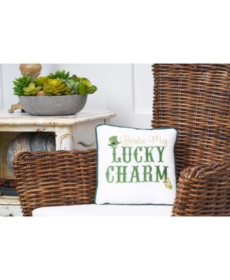 St. Patrick's Day "You're My Lucky Charm" Embroidered Small/Petite Accent Pillow, 10" x 10"