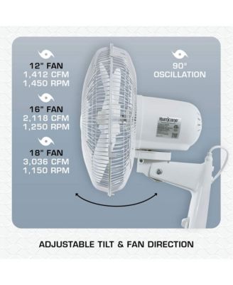 Supreme 16 Inch 90 Degree Oscillating 3 Speed Wall Fan, White (2 Pack