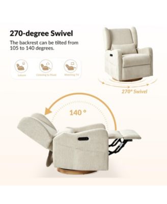 Rosalina Modern Recliner with Built-In Nightlight and Wooden Base