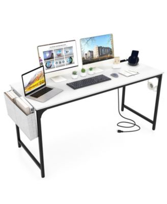 60 Inch Computer Desk with Charging Station Storage Bag