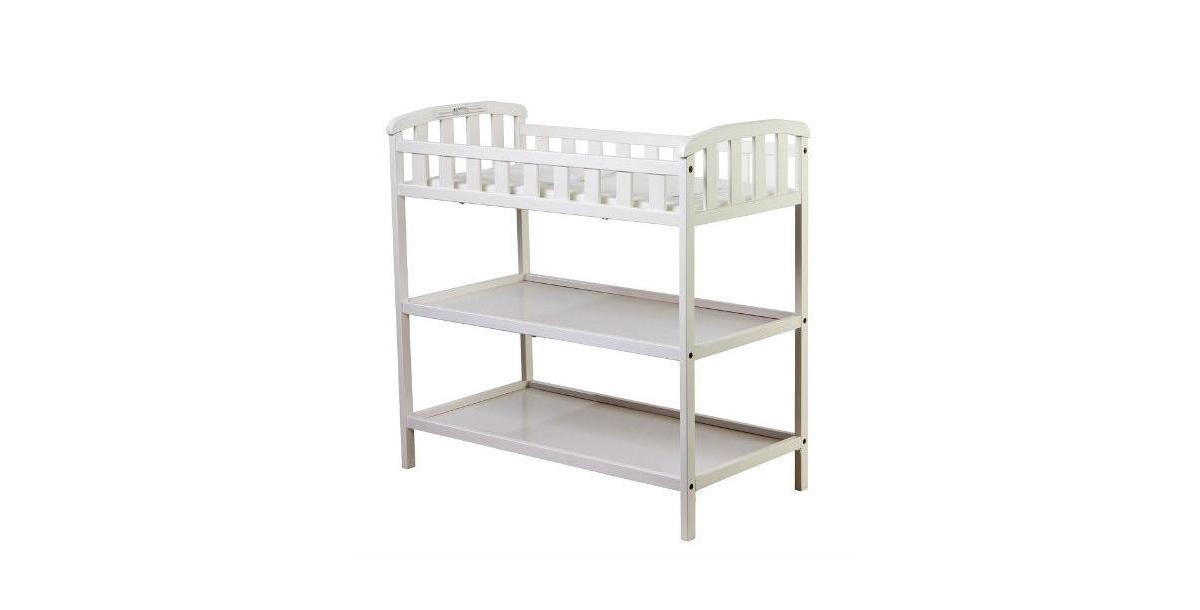 Slickblue Baby Diaper Changing Table with 1-Inch Thick Changing Pad Safe and Convenient - White