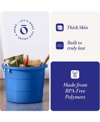 18 Gal Plastic Open Storage Round Utility Tub with Handles, Blue (2 Pack)