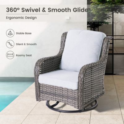 6 Pcs Outdoor Patio Furniture Set,High Back Sofa and Swivel Chairs Set