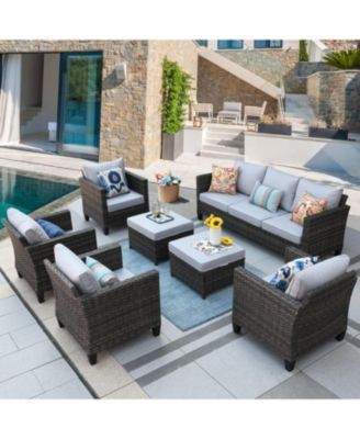 7-Piece Outdoor High-Back Wicker Sectional Sofa Set, All-Weather Rattan Patio Furniture for Garden, Backyard & Porch