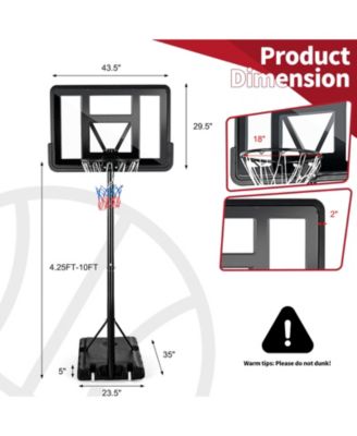 Adjustable Portable Basketball Hoop Stand with Shatterproof Backboard Wheels