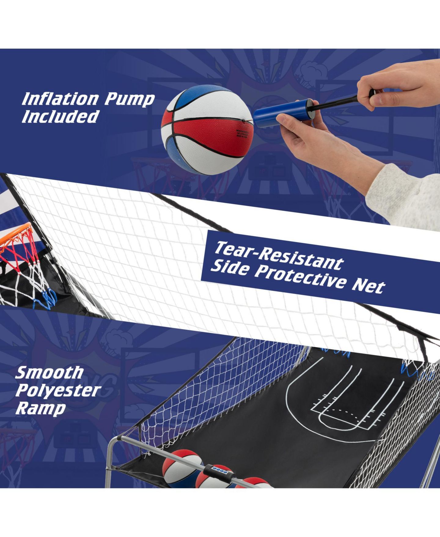 Детская игрушка KUYOTQ Dual Shot Basketball Arcade Game with 8 Game Modes and 4 Balls — фото 7