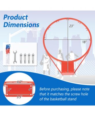 18 Inch Basketball Rim Goal Replacement with All Weather Net and Mounting Hardware