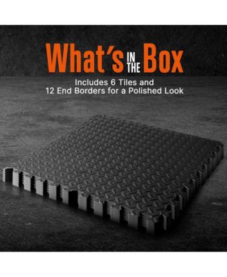 6-Piece Puzzle Exercise Mat, EVA Foam Tiles, Black