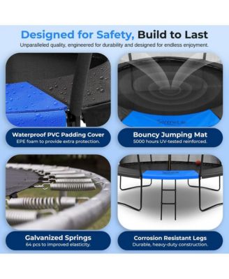 10ft Pumpkin Trampoline with Inner Enclosure, Ladder, and Basketball Hoop for Kids