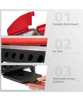 2-in-1 Propane Grill 2 Burner Camping Gas Stove Portable with Removable Leg