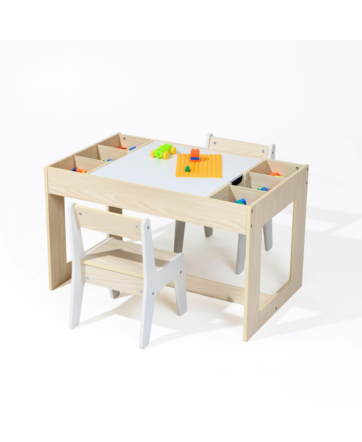 LuxenHome Drawing and Activity Board Children Table with 2 Chairs Set