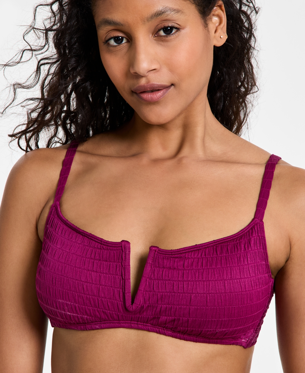 Women's Pucker Up V-Wire Bralette Bikini Top, Exclusively at Macy's - Black