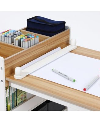 Children Play Table with Bookcase and 2 Chairs Set