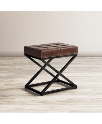 Global Archive Genuine Leather Distressed Ottoman Stool