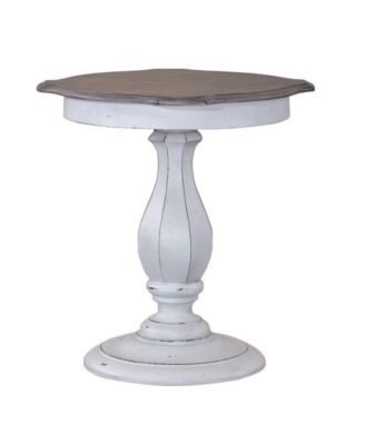 Liberty 1-Pc Wood Pedestal Base Distressed Round Accent Table