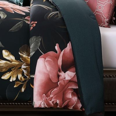 Botanical Birds Bedding 220 Thread Count 100% Cotton Sateen 5 Piece Queen Size Reversible Comforter Set