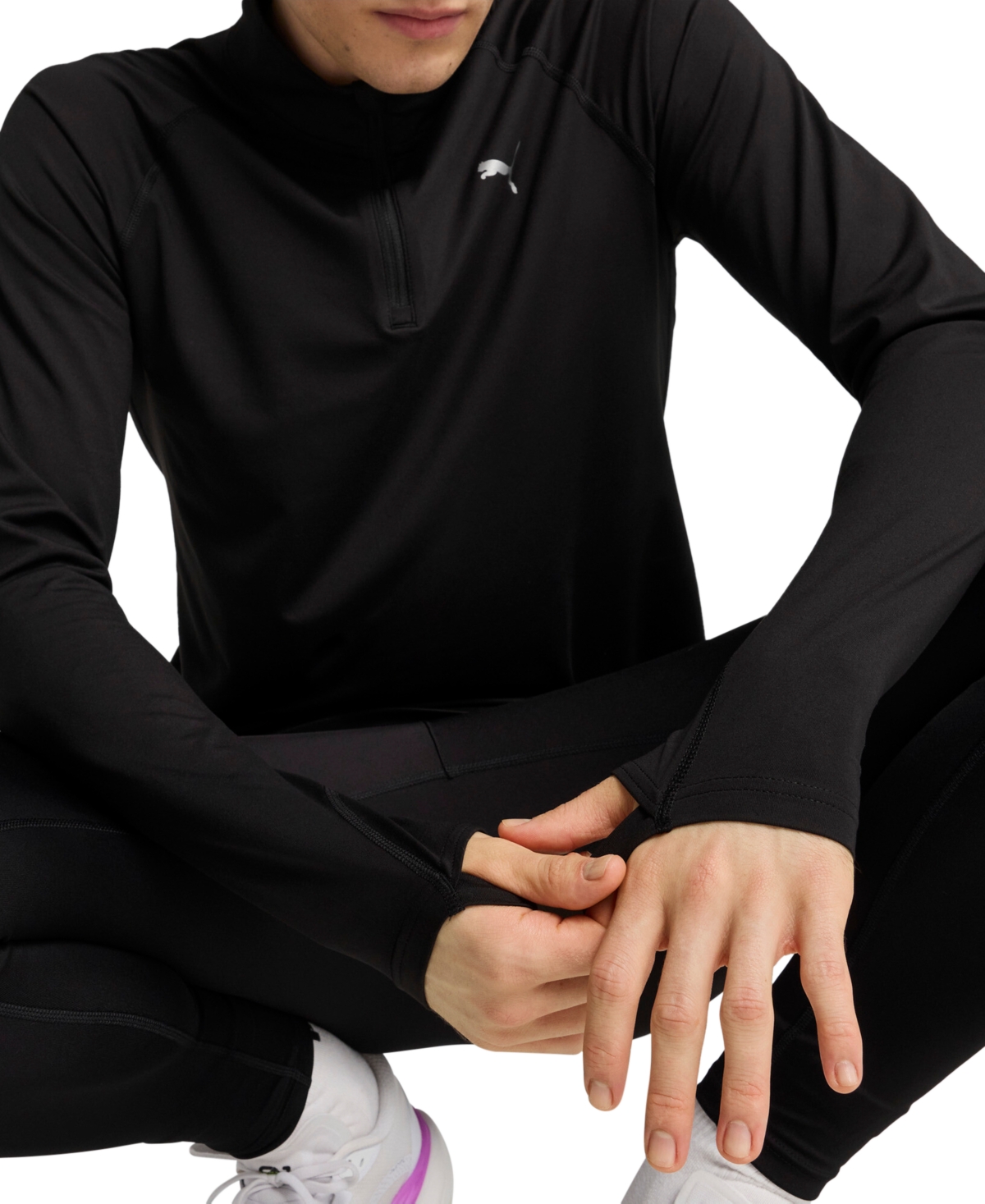 Puma Men's Quarter-zip Run Velocity Cloudspun Shirt In  Black