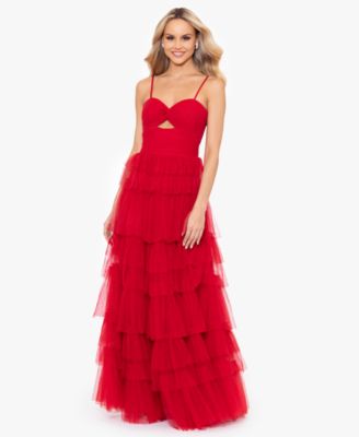 Juniors' Tiered-Mesh Cut-Out Dress