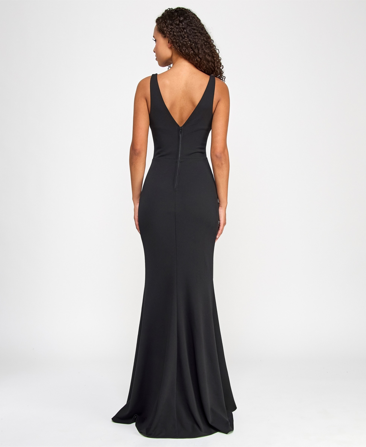 City Studios Juniors' Embellished-neck Side-slit Gown, Created For Macy's In Black