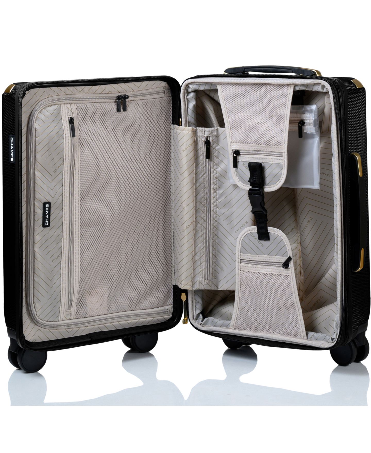 Чемоданы CHAMPS 3-Piece Luxe II Collection Hardside Luggage Set, цвет: Чёрный — фото 7