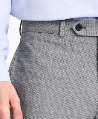 Men's Windowpane Wool-Blend Stretch Classic-Fit Suit Pants
