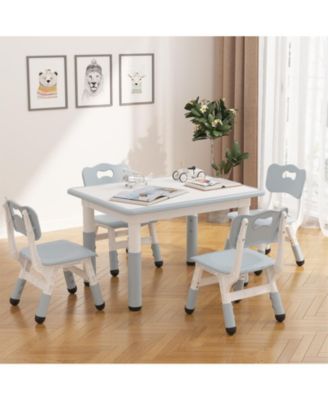 5-Piece Adjustable Multi-Activity Ergonomic Kids Table and Chair Set with Non-Slip Design