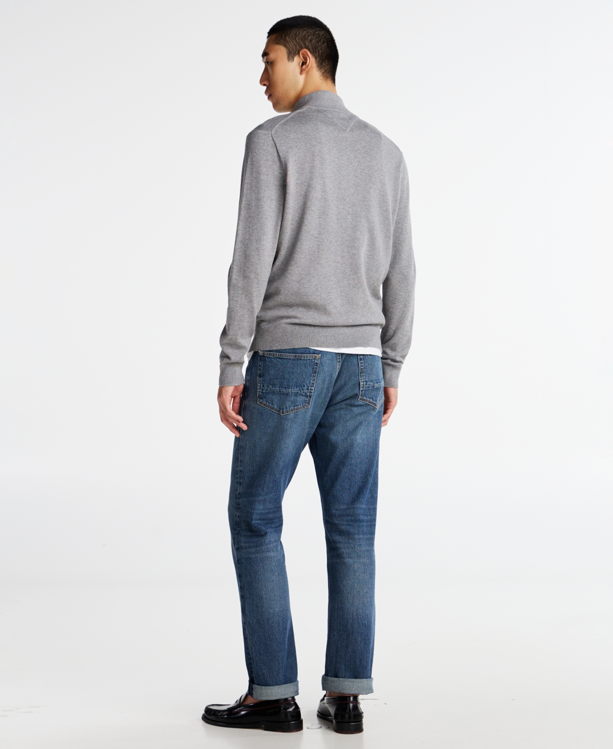 Tommy Hilfiger Men's Quarter-zip Pullover Knit Sweater In Medium Grey Heather