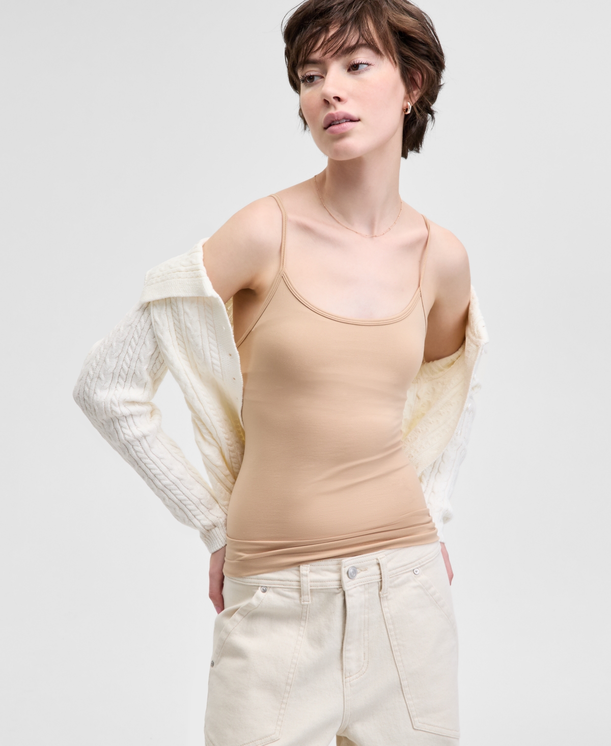 Women's Solid Seamless Camisole Top, Exclusively at Macy's - Wheat Grain