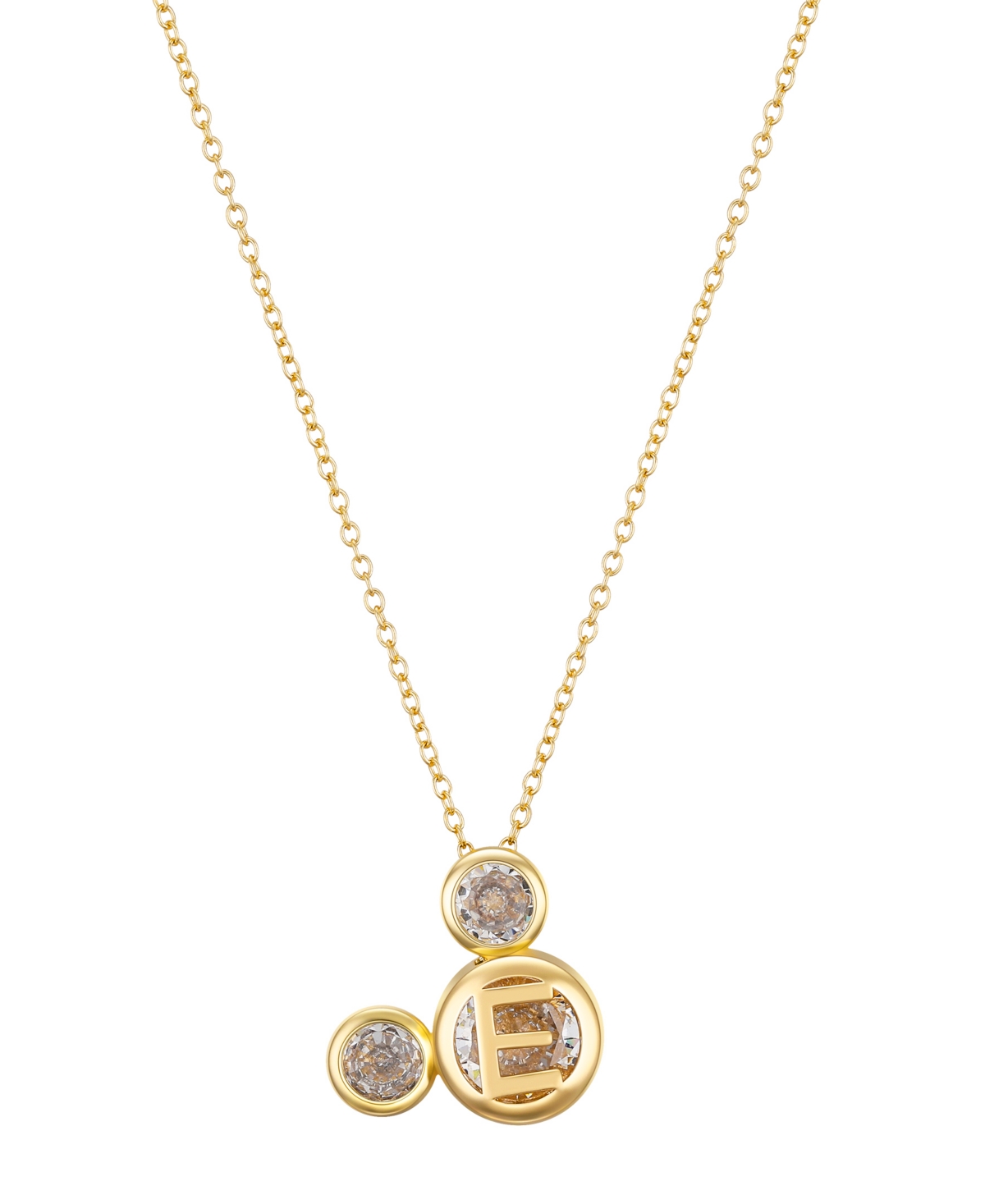 Disney Cubic Zirconia Mickey Mouse Dream Initial Pendant Necklace In Gold-e