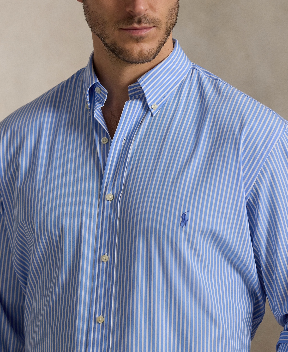 Polo Ralph Lauren Men's Big & Tall Poplin Sport Shirt In Canvas Blue,white