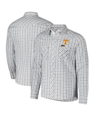 Colosseum - Men's White Tennessee Volunteers Plaid Window Pane Long Sleeve Full-Snap Shirt