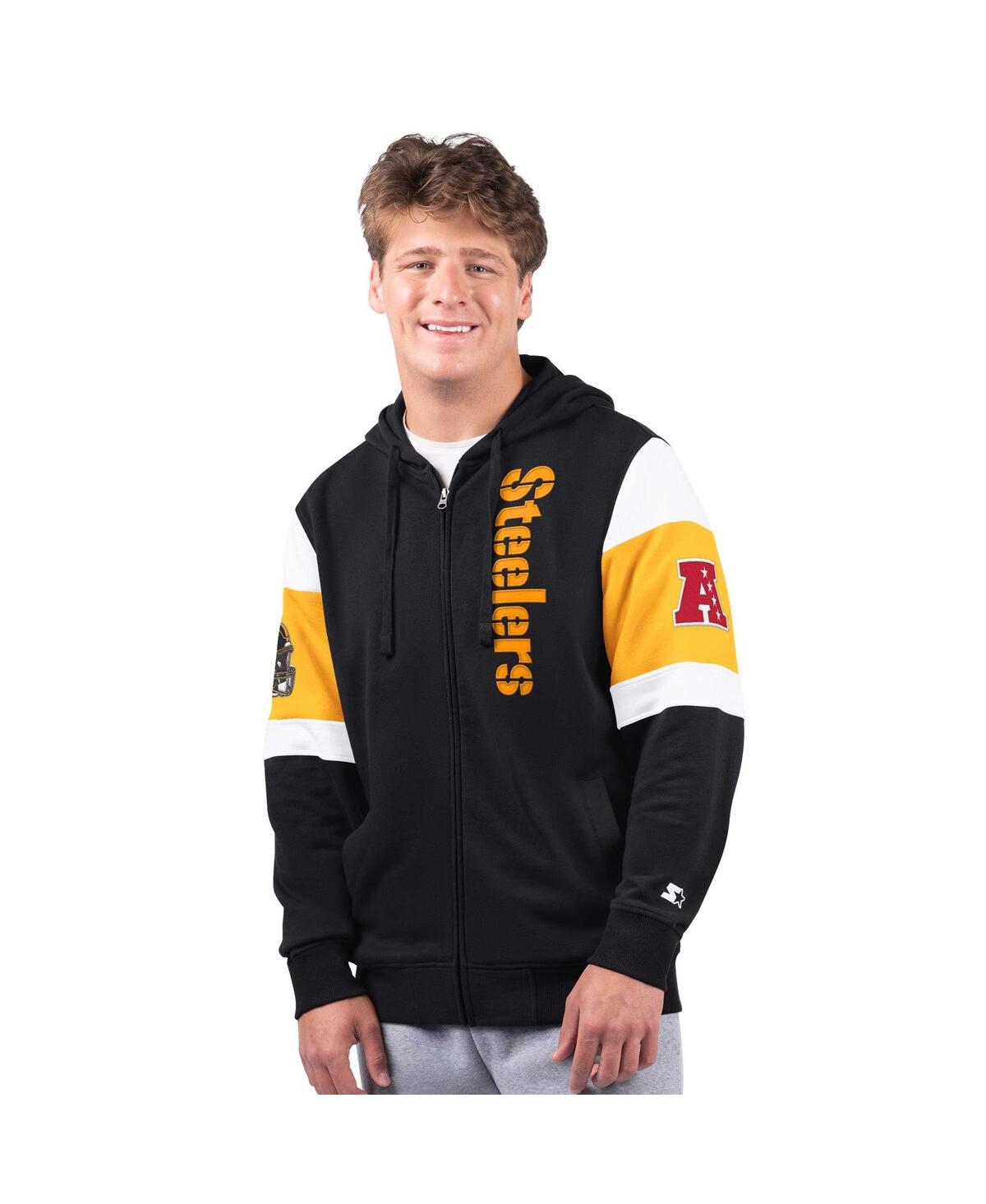 Men's Black Pittsburgh Steelers Extreme Full-Zip Hoodie - Black, Gold